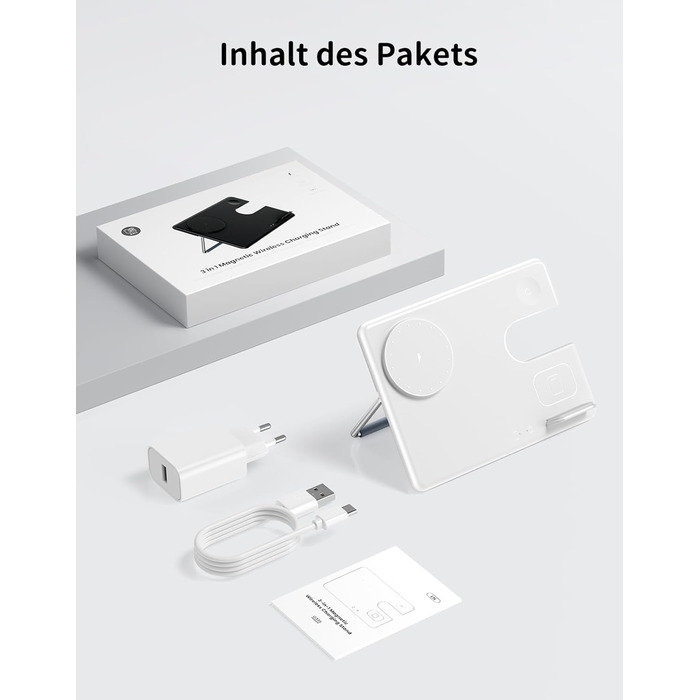 Зарядний пристрій JoyGeek 3-в-1 з MagSafe для Apple Watch, iPhone 16/15/14/13/12 та AirPods, складна зарядка