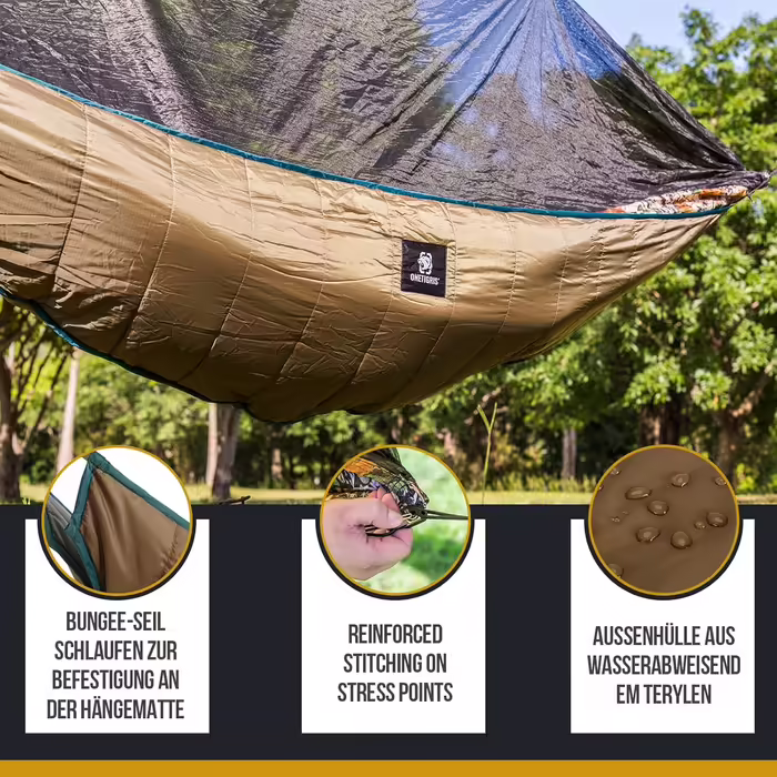 OneTigris Hideout Hammock Underquilt Sleeping Pad Underblanket for Hammocks Undercover Heat Protection Ultralight for Outdoor Hiking Camping 280x120cm (Coyote Brown)