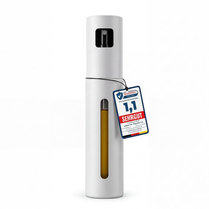 Розпилювач олії Leisure Life® Premium 2.0 - 100 мл, нержавіюча сталь, захист від УФ, BPA-free, для кухні, грилю та аерофритюрниці (Lunar Steel)