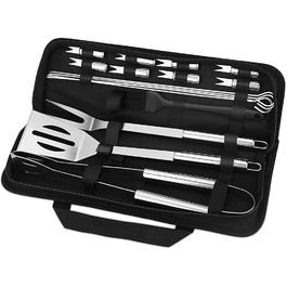 Набір інструментів для гриля BBQ, 16 шт. з нержавіючої сталі. Барбекю-утиліті, кухонні аксесуари для гриля, барбекю, приготування їжі на відкритому повітрі, для сім'ї, саду, вечірки