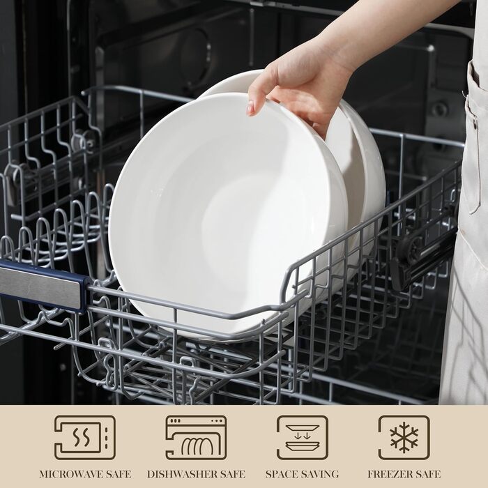 Набір супових та салатних мисок MALACASA (3 шт., 3.4L, 1.8L, 0.8L) з порцеляни. Підходить для супу, салату, рамену, фруктів та мюслі. Серія Regular (білий)