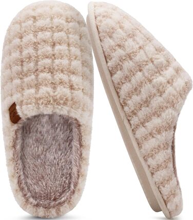 Чоловічі халати-тапочки COFACE з піною для відпочинку, теплі, з вовняної тканини, пухнасті, з антиковзною гумовою підошвою, розмір 40-49 (41 EU, бежевий, пухнастий)