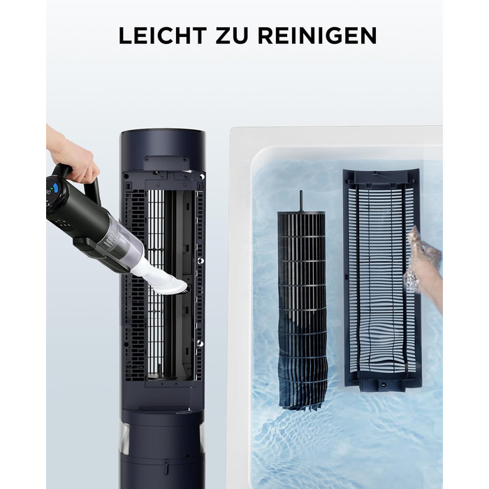 Мобільний охолоджувач повітря Midea Sensicool з 7л резервуаром для води | Без шлангів | 2000 м³/год, 6 швидкостей, сенсорне керування (Блакитний)