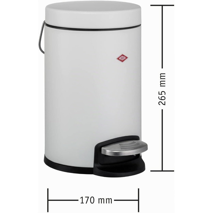 Смітник для косметики WESCO з педаллю, сталевий, 3 л, білий матовий