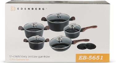 Набір каструль та сковорідок Edenberg 12 предметів з антипригарним покриттям (індукційні)
