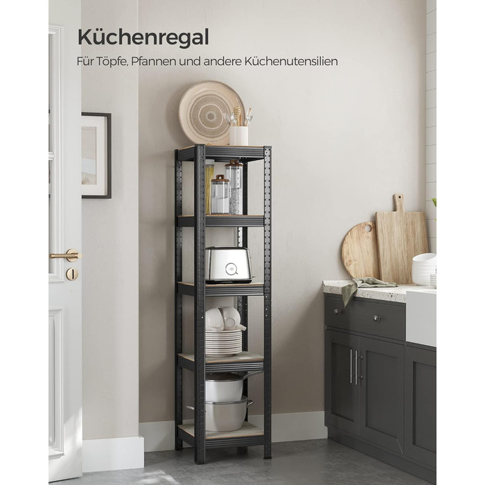 SONGMICS 5-Tier Adjustable Storage Shelf Unit - Vintage Brown & Black