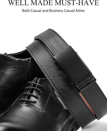 Чоловічий шкіряний ремінь на пряжці, 3,5 см, регульований, для джинсів, зручна посадка 32-38W, чорний