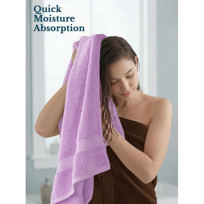 Набір банних рушників Utopia Towels (4 шт.), 100% бавовна, преміум якість 600 г/м², гігроскопічні та м'які, фіолетові