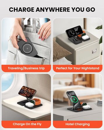 Зарядний пристрій GEEKERA MagSafe 3-в-1: для Apple Watch, iPhone та AirPods (чорний)