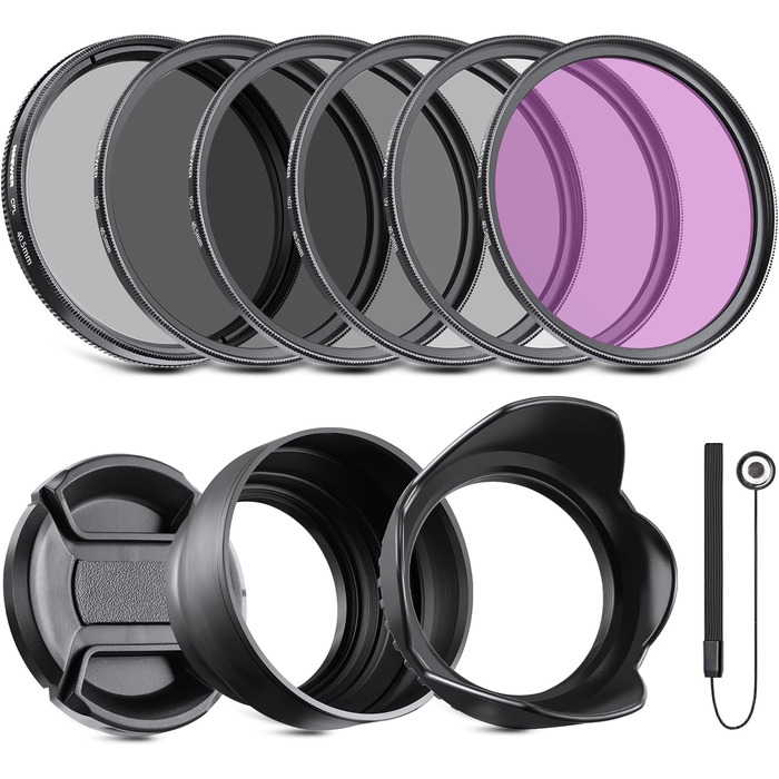 Набір фільтрів NEEWER 40.5mm ND2 ND4 ND8 UV FLD CPL (кругла поляризація) з кришкою об'єктива