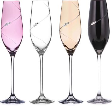 Шампанські келихи DIAMANTE 'Silhouette Color Selection', ручне огранювання, кришталь, набір 4 шт.