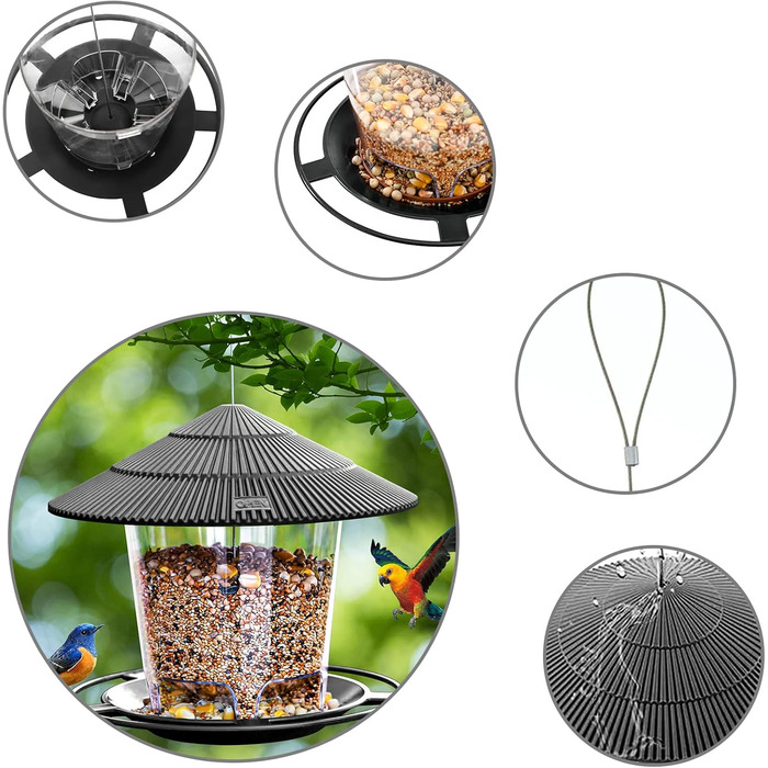 SANOTO Hanging Bird Feeder - Weatherproof Birdhouse for Wild Birds - Cone Flower Design - Brown - Balcony & Garden