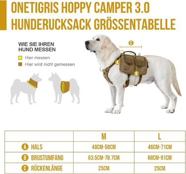 Шлейка для собак OneTigris з рюкзаком, Hoppy Caper 3.0 для піших прогулянок та хайкінгу, рюкзак для собак середніх та великих порід, 2 основні кишені, 4 додаткові кишені - Зелений (L, Коричневий)