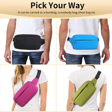 Поясна сумка на пояс для чоловіків та жінок, велика місткість, водонепроникна, з регульованим ремінцем, для активного відпочинку, бігу, ходьби, трекінгу, джогінгу (Чорний)