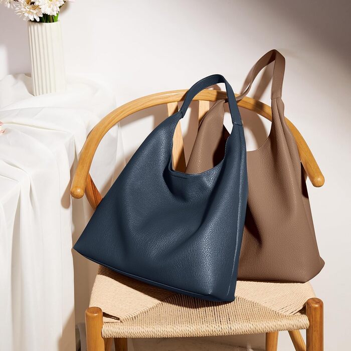 Сумка жіноча KALIDI Shopper Hobo з PU шкіри вінтажна, велика для роботи, школи, повсякденного використання, застібка - кнопка, колір кави