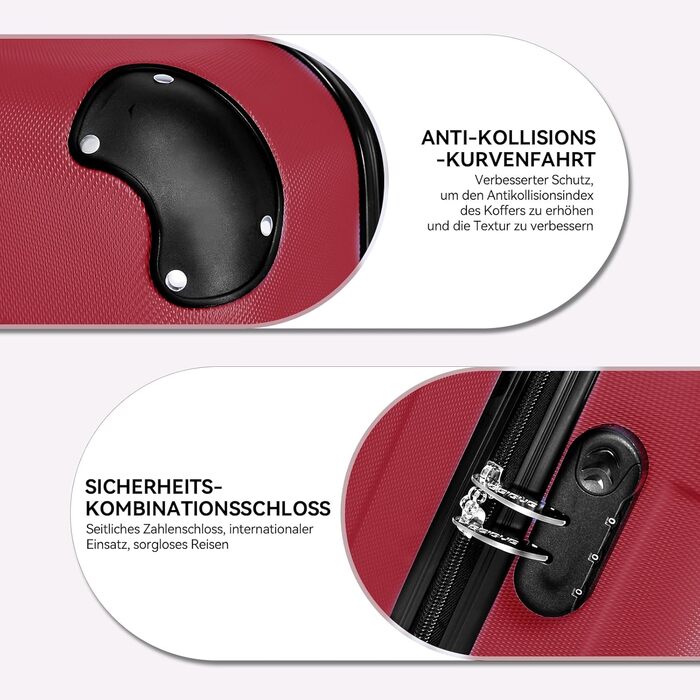 Набір валіз Beibye 2045 з трьох ролерів (3шт) - жорсткий корпус, 20 кольорів (темно-зелений, бордовий)