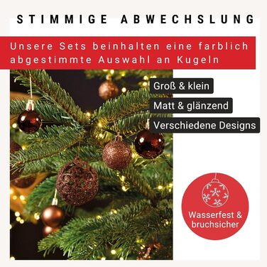 Набір ялинкових прикрас WOMA: бронзові кулі та 22 кольорів - 50 та 100 шт. Ялинкові кулі з пластику, декор для ялинки