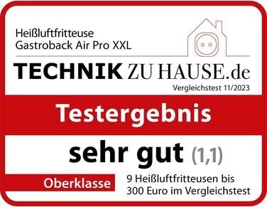 Фритюрниця GASTROBACK Air Pro XXL: 6.5 л, 8 програм, сенсорне керування, срібно-чорний колір