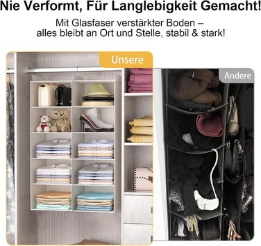 Органайзер для одягу на 6 рівнів, розкладний, з 3 металевими гачками – для шафи, спальні, гуртожитку