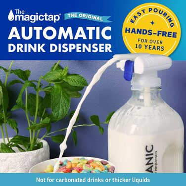 The Magic Tap Automatic Drink Dispenser – Hands-Free Drink Dispenser for Refrigerator – Perfect for Milk, Juice – Gifts for Women & Men – 1 Pack, White