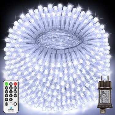 Льодогенератор з LED підсвічуванням, 1000 LED, тепле біле світло, водонепроникний, з пультом, для декору приміщень, вечірок, балкону, саду, ялинки