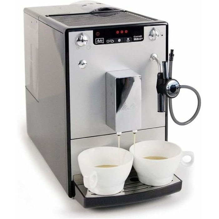 Melitta Solo & Perfect Milk – Fully Automatic Coffee Machine with Milk System, Cappuccino Machine for coffee or cappuccino, silver. Silver Fully Automatic Coffee Machine.