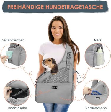 Сумка-переноска для собак та цуценят до 7 кг, сірого кольору. Зручна, з регульованим ремінцем, м'яка підкладка, сітчаста вентиляція, міцна основа, кишеня на блискавці, легко миється.