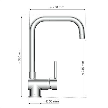 Змішувач кухонний EISL FUTURA з високим виливом, одноlever, хром