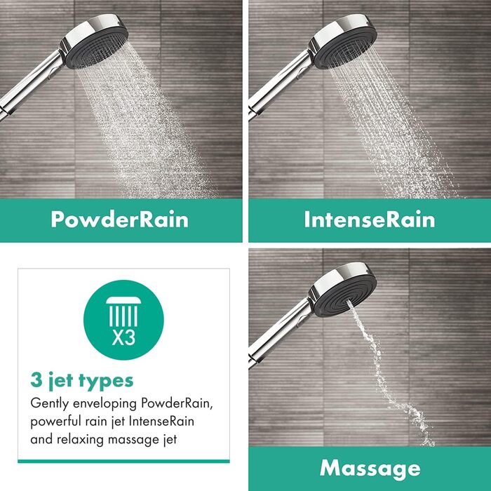 Душова лійка Hansgrohe Pulsify Select S з вибором струменів, ручна насадка, 3 струмені (Relaxation Version), діаметр 105 мм, захист від накипу, хром, 24110000
