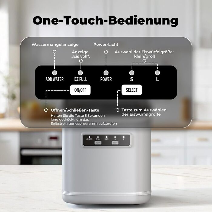 Машина для приготування льоду Ice Maker: 9 кубиків за 6-8 хвилин, 12 кг на добу, самоочищення, сірий колір. Ідеально для кухні, офісу, бару та вечірки