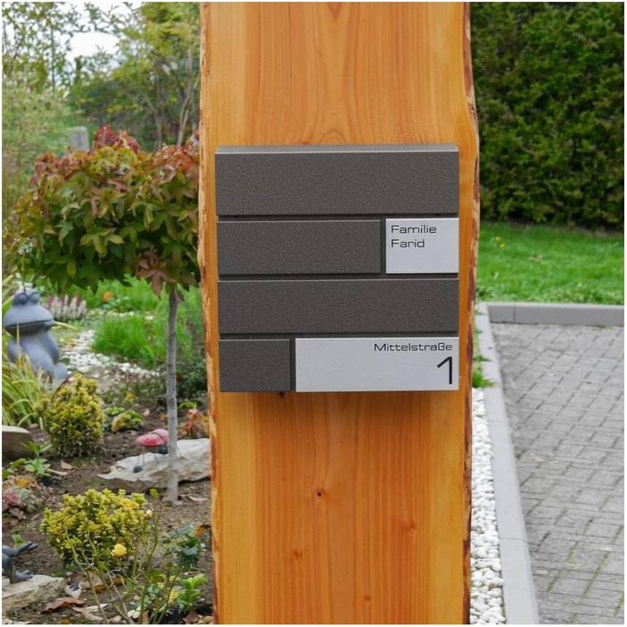 Поштова скринька Metzler G антрацит, порошкове покриття RAL 7016, гравіювання, табличка з нержавіючої сталі, настінний монтаж, 37x37x10.5 см