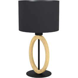 Торшер Eglo Basildon 1: дерев'яний торшер з абажуром, настільна лампа для вітальні, спальні, з вимикачем, E27