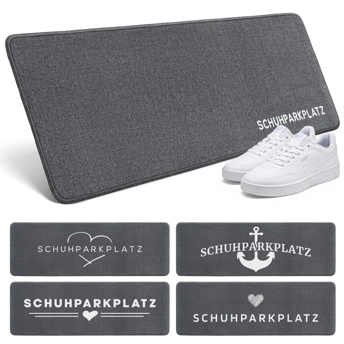 Килимок для дому 40x60 см, стійкий до прання - ідеальний розмір для вхідних дверей. Килимок для входу, привітальний напис та сердечко (Мінімалістичний)