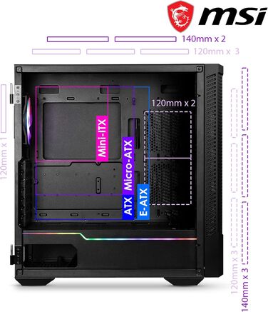 Корпус ПК MSI MPG VELOX 100P AIRFLOW Mid-Tower: підтримка E-ATX, скло, Airflow, Mystic Light, 2x 360mm кулер