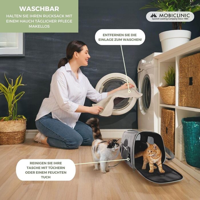 Рюкзак-переноска для тварин Mobiclinic® Pets: складний, з вентиляцією, з мискою та сумкою, багатофункціональний, регульований, 37x29x37x5 см