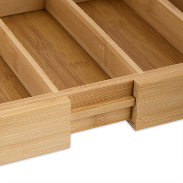 Relaxdays Bamboo Cutlery Box, Extendable M