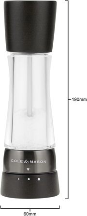 Набір для солі та перцю Cole & Mason Derwent Roségold - ручний млин з регульованою керамічною жорна, дерево/акрил, 190 мм, Precision+, подарунковий набір