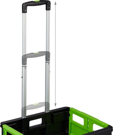 Relaxdays Folding Shopping Trolley, Telescopic Handle, 2 Rubber Wheels, Up to 35 kg, Shopping Trolley, Aluminium, ABS, Shopping Trolleys 98 x 45.5 x 37 cm (Green)