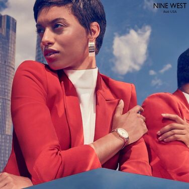 Жіночий наручний годинник Nine West з плетеним ремінцем (сітка), рожевий