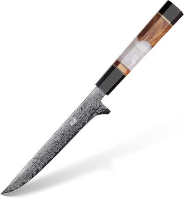 Японський ніж Kiritsuke FINDKING 9 дюймів (5,5 дюймів для філетування), Дамаск, для професійних та домашніх кухарів (серія BLACK-ROSE)