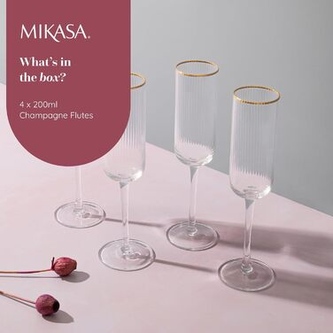 Набір келихів для вина MIKASA Sorrento з кришталю з золотим кантом, 375 мл, 4 шт. Без свинцю, елегантний дизайн для свят