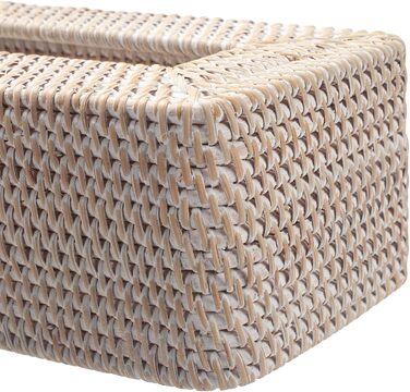 Склянка для серветок з ротангу, плетена коробка для серветок прямокутної форми, декоративна склянка для серветок для кухні, вітальні, ванної кімнати (біла)