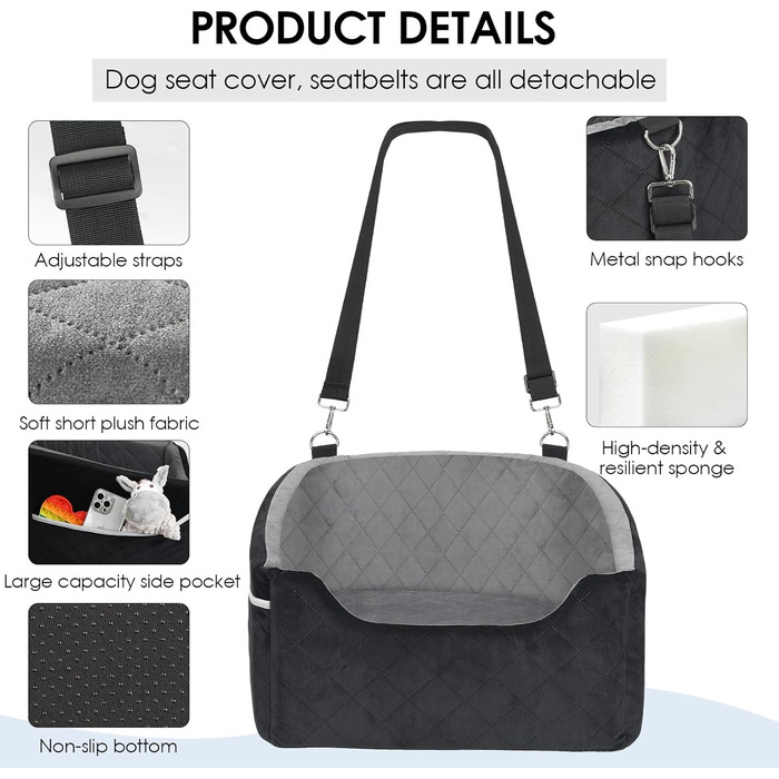 Автомобільний лежак для собак Mozvvco - зручний та м'який, 2-в-1, чорний