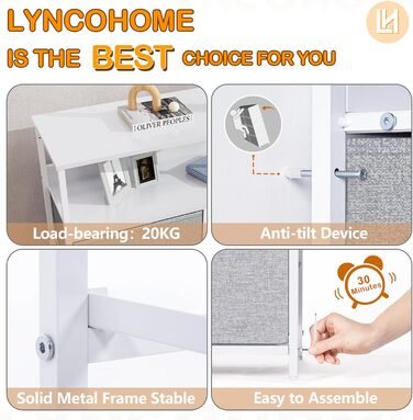 LYNCOHOME Chest of Drawers with Fabric Drawers, Sideboard Entryway Cabinet with 6 Fabric Drawers and Compartments, Drawer Organizer Furniture for Kitchen Office Bedroom (Snow Grey)