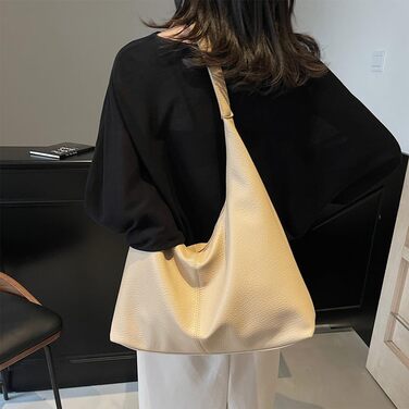 Сумка жіноча GSenhui Hobo бежева з м'якої шкіри, вінтажна сумка-тоут на плече