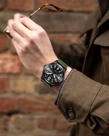 Годинник чоловічий CIVO водонепроникний з надійним ремінцем з нейлону, аналоговий кварц, великі цифри, світловідбиваючий, спортивний, для активного відпочинку, легкий у читанні, ідеальний подарунок (нейлон, B-2 зелений/чорний)