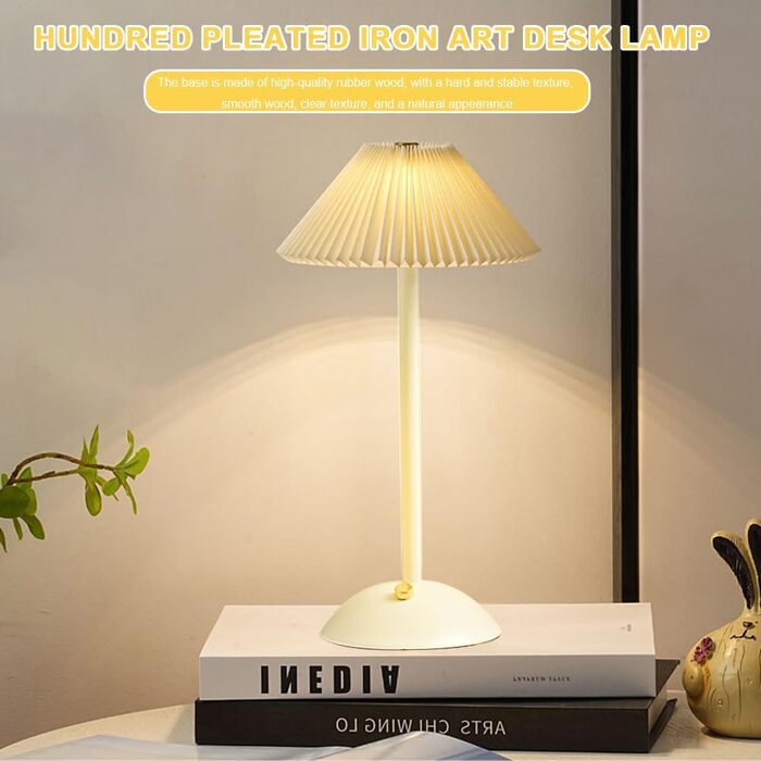 Світлодіодна настільна лампа Starnearby бездротова, з сенсорним димером та акумулятором. 3 режими світла, вінтажний металевий плафон. Лампа для спальні, офісу, тумбочки (біла основа)