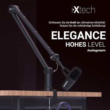 Кріплення для мікрофона IXTECH: сумісне з HyperX Quadcast, Rode, Shure SM7B, Blue Yeti. Настільний штатив для студійного мікрофона, подкастингу, стримінгу. Елегантна модель, високий профіль