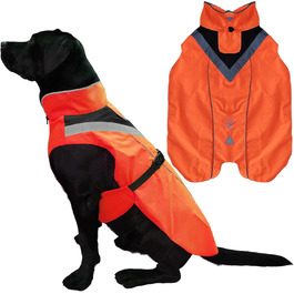 Lautus Pets Dog Raincoats, Waterproof, Reflective, Light-Colored with Leash Hole (Orange, S)