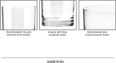 Krosno Whisky Glasses Tumbler | Set of 6 | 300 ML | Blended Collection | Perfect for Home, Restaurants, and Parties | Dishwasher Safe